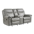 thumbnail image 2 of Max 80 Inch Dual Manual Recliner Loveseat- Cupholders- Gray Faux Leather, 2 of 6