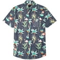 thumbnail image 3 of Men’s Flamingo Print Button Down Shirt – Tropical Short Sleeve Casual Vacation Party Top, 3 of 9