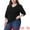 Black, variant on DARING DIVA Women's Plus 3/4 Sleeve V Neck Button Decor Casual Blouse 1X Burgundy