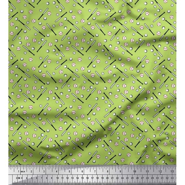Soimoi Rayon Fabric Baseball Sports Printed Craft Fabric by The Yard 42 Inch Wide