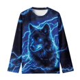 thumbnail image 5 of Garronmavis Fashion Wolf Boys Long Sleeve T-Shirts Size 5-6 Loose Kids Crewneck T-Shirts Fall Tops Lightweight Kids Basic Soft Long Sleeve Tees Top for Outdoor Activities, 5 of 7