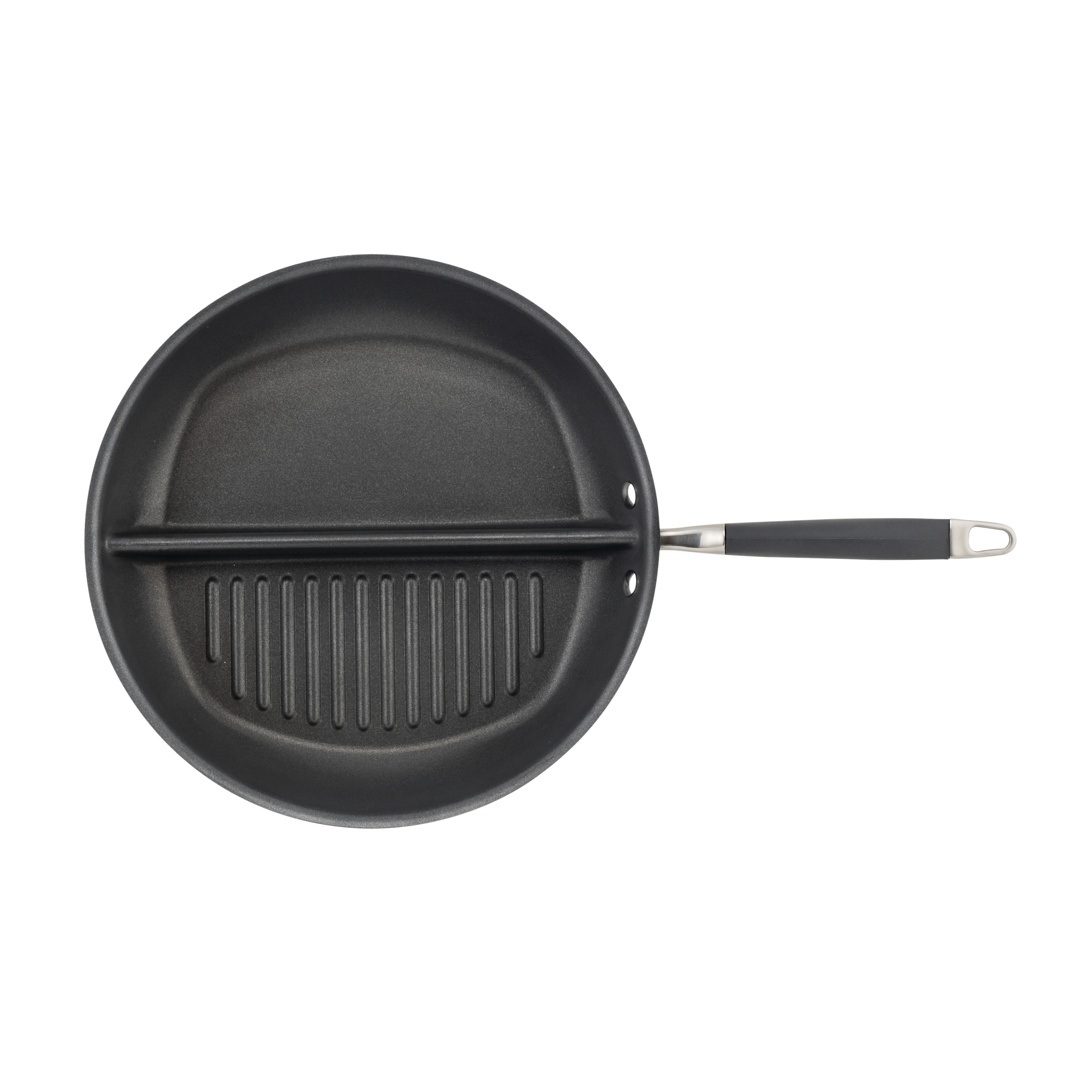Anolon Advanced Home 12.5 Inch Hard-Anodized Nonstick Divided Grill and Griddle Pan, Moonstone