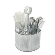 Mind Reader Paint Look Galvanized 4 Section Utensil Holder, Cutlery Holder, Flatware, Silverware Organizer, Forks, Spoons, Utensil Caddy, Multi-Purpose Holder, Perfect for Office Supplies, White