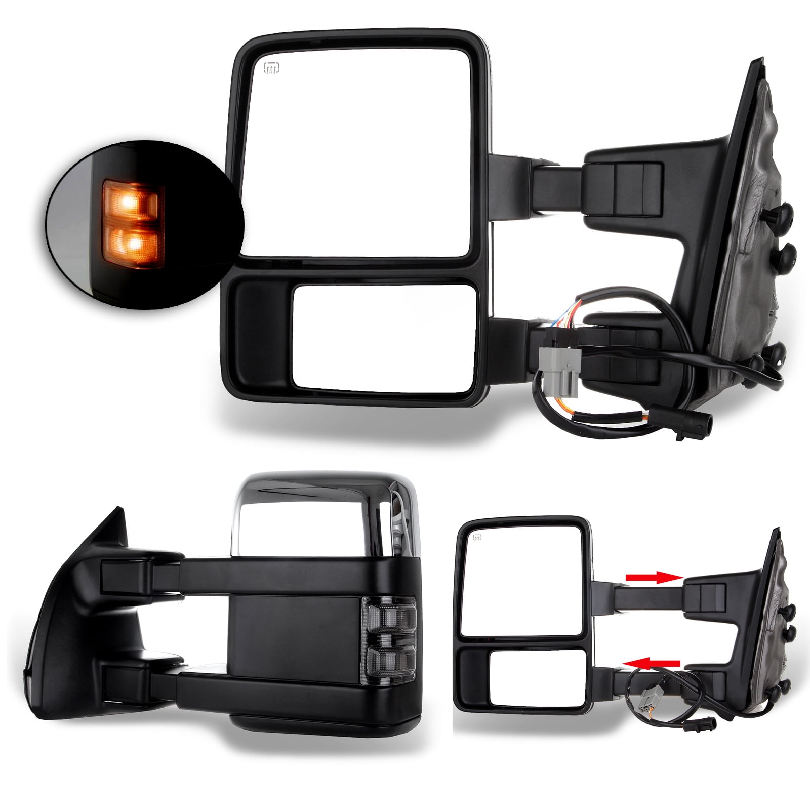 SCITOO Towing Mirrors Tow Mirrors Chrome Truck Mirrors fit for 19992007 for Ford F250/F350/F450