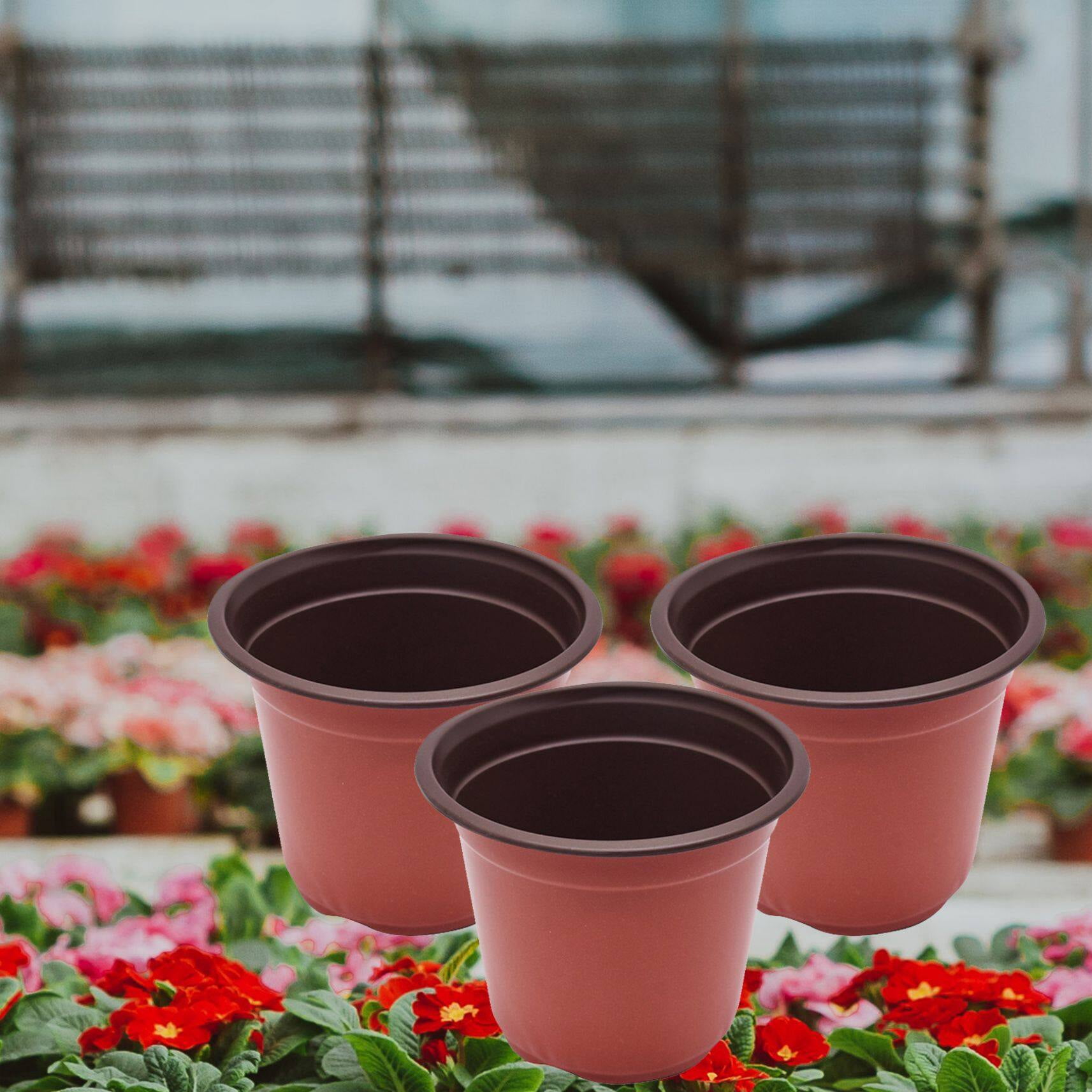 100Pcs Nursery Seedlings Pots, 5.5" x 5" Plastic Planting Flowerpots Gardening Pot Cups Seed Starting Flower Containers for Succulents, Brick Red