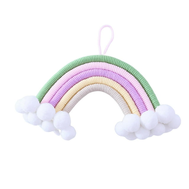 Tapiz de macramé arcoíris tejido con cordón de algodón para colgar en la pared, decoración artística para habitación infantil D