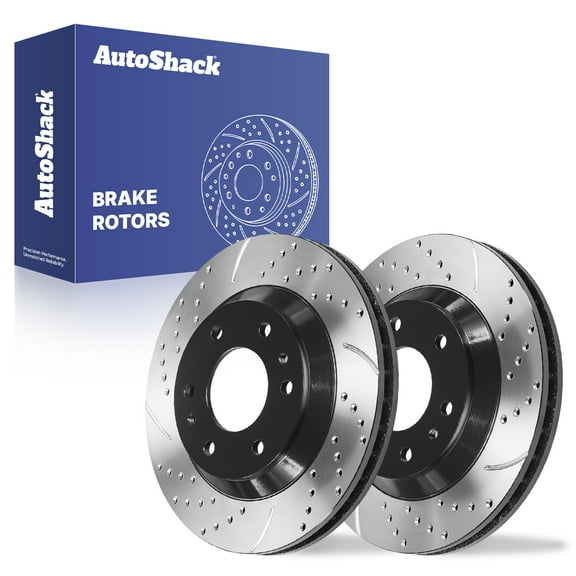 AutoShack Front Vented Drilled & Slotted E-Coated Brake Rotors 2-PC Set Replacement for 2002-2005 GMC Envoy 2002-2005 Chevrolet Trailblazer 2004-2006 Isuzu Ascender ShadowGuard 12.01" (305 mm)
