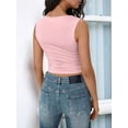 thumbnail image 6 of Women Going Out Summer Tank Tops Casual Basic Sleeveless Shirt Vacation Fashion Outfit Clothes Pink M, 6 of 8