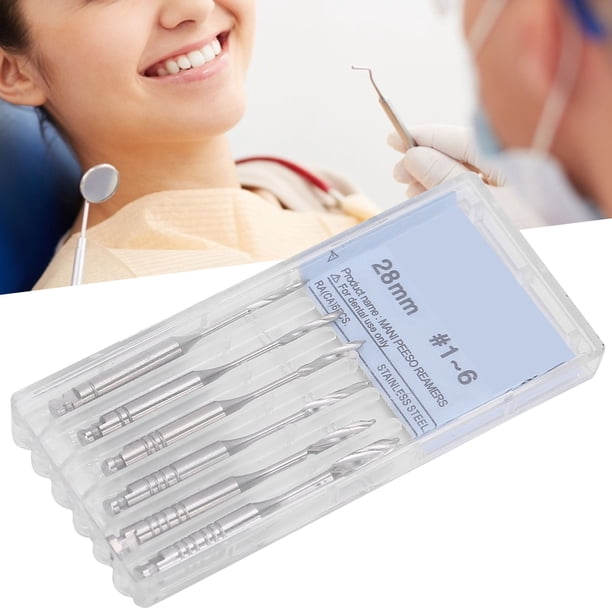 6 Piezas Escariadores Dentales Peeso #1 – Acero Inoxidable, 32 Mm, Endodoncia, Motor, Marca Easyinsmile