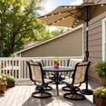 thumbnail image 3 of Memoryfield 9 ft Solar Half Patio Umbrella with LED Lights, Outdoor Half Umbrella with Crank Lift, Shade Canopy for Balcony, Patio, Backyard & Deck, Tan, 3 of 7