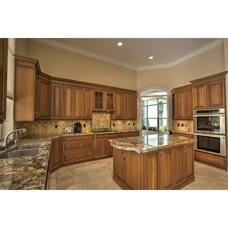 LAMINATED POSTER Luxury Home Chefs Kitchen Granite Counter Tops Poster Print 24 x