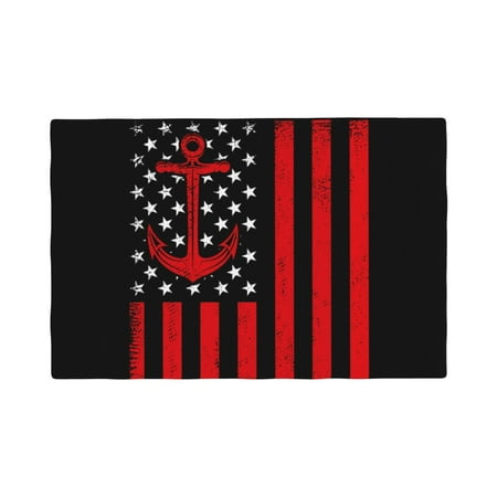 

Table Placemats Set of 4 - Nautical American Flag 12x18 In Faux Linen Double Heat Resistant Place Mats Cloth Indoor/Outdoor Placemats Washable Table Mats for Dining Kitchen Party