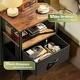 thumbnail image 5 of Night Stand Set of 2, Nightstand with 2 Drawers, Bed Side Table with Open Shelf, Wooden Top, End Table, Fabric Drawer, for Bedroom, 5 of 8