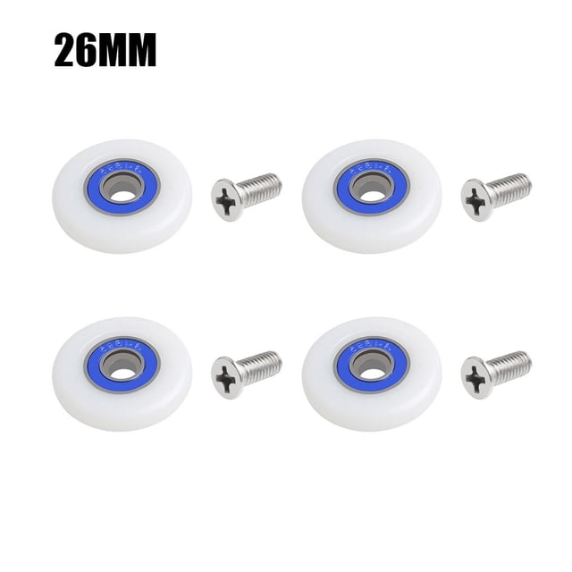 MYG pour Rouleaux de Porte de Douche de Rechange Diamètre de Roue 26 mm Coureurs Réglables Roues en Nylon Vis en Acier Inoxydable pour Enceintes Cabines Lot de 4