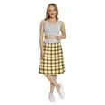 thumbnail image 2 of Women's Plaid Gridal Interlaced Stripes A-line Printed Skirt Casual Wear, 3XL, Dark Brown Mustard White, by Ambesonne, 2 of 6