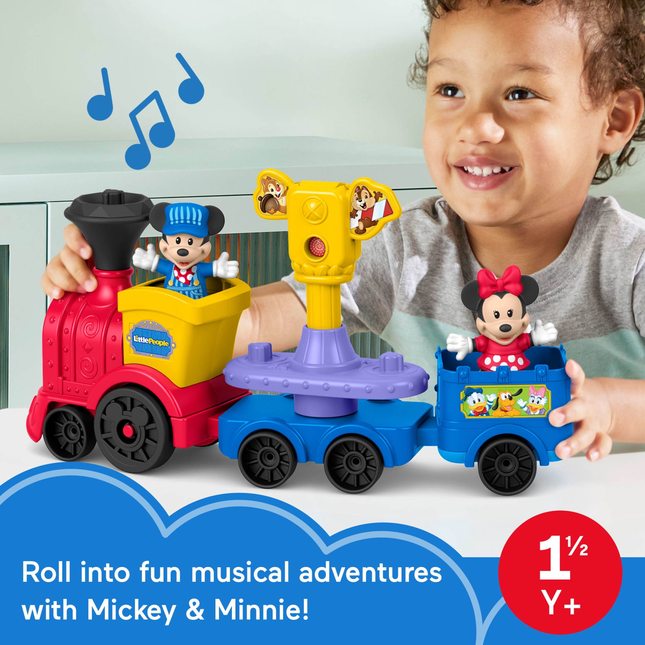 Fisher-Price Little People DISNEY Jr Mickey & Minnie Musical Train Toddler Toy with 2 Figures