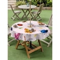 thumbnail image 4 of Outdoor Tablecloths with Umbrella Hole & Zipper, Cute Butterfly Dragonfly Round Tablecloths 60 Inch, Farmhouse Botanical Floral Pink Waterproof Table Cloth, Patio/Pool/Picnic Table Covers, 4 of 8