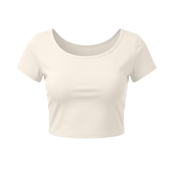 Ziynglg Crop Tops for Women Short Sleeve Crew Neck Tunic Tops Summer Solid Color Casual Loungewear Tunic Shirts