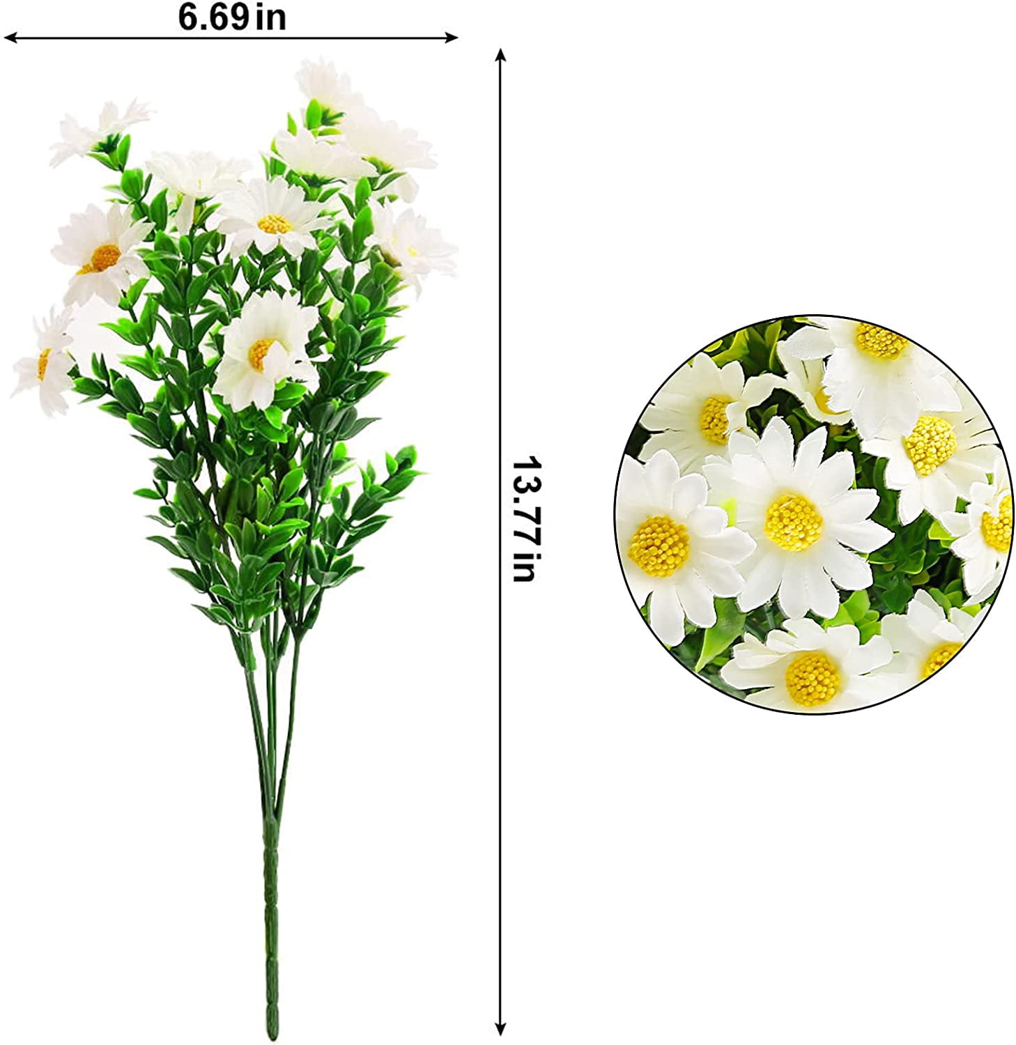 MAMOWEAR Artificial Daisies Flowers Fake Colorful Plastic Plant UV Resistant Greenery Shrubs Plants for Indoor Outside Hanging Planter Home Garden Decor Wedding Porch Window Décor