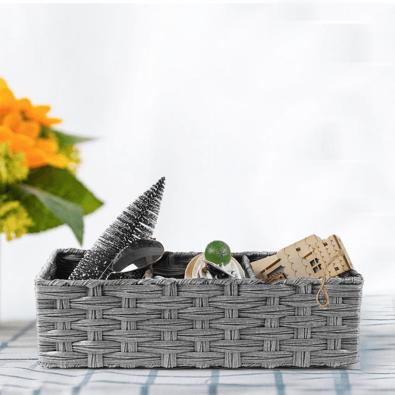 3-Section Wicker Baskets for Shelves, Hand-Woven Paper Rope Wicker Storage  Basket, Toilet Paper Basket for Toilet Tank Top, Baskets for Organizing  Bathroom, 2-Pack