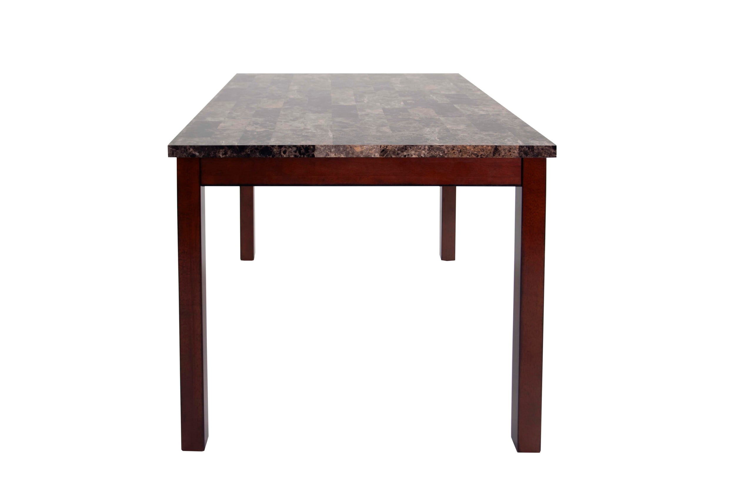 Aukfa 5-Piece Dining Set with 3 Chairs and Bench, Rectangular Faux Marble Table with Upholstered Seats for Kitchen or Dining Room, Brown