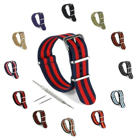 United Watch Band, Classic Nylon NATO Watch Straps Bands - Choice of Color & Width