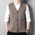 thumbnail image 2 of GBSYEWXS Vest Sweater For Men Sleeveless Solid Color Cardigan Outdoor Stretch V-Neck Sweaters Khaki, 2 of 3