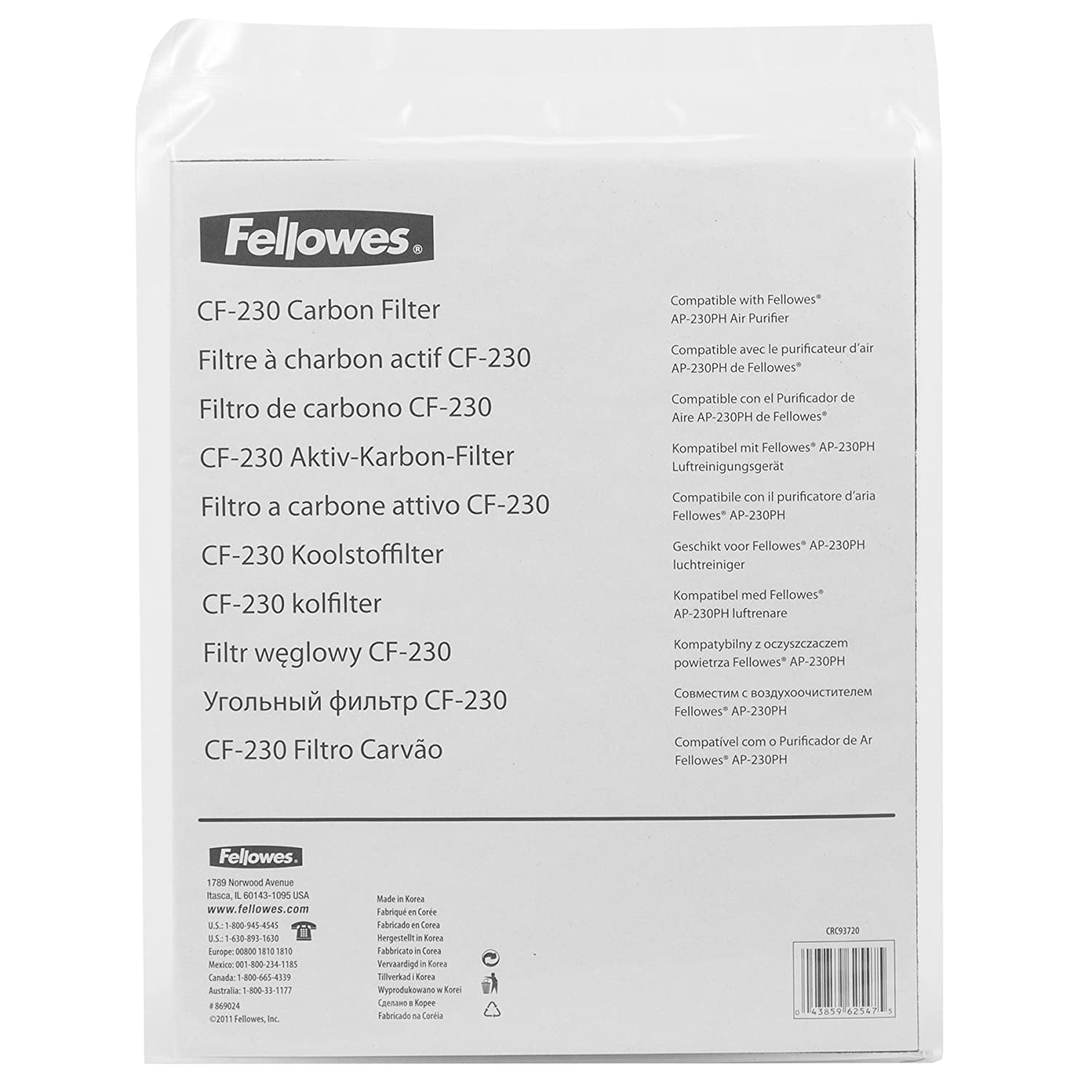 Replacement Carbon Pre Filter Compatible with Fellowes CF-230 Model AP-230PH 