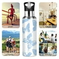 thumbnail image 7 of Yayeee 20oz Double Wall Stainless Steel Water Bottle with Flip Straw, Blue Butterfly, 7 of 7