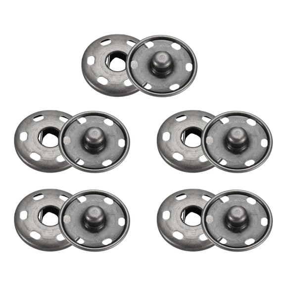 Uxcell 5 Set Sew-on Snap Buttons 23mm Metal Snap Fastener Buttons, Black