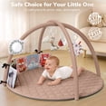 thumbnail image 4 of Baby Gym Play Mat, Caveen Baby Playmat Activity Mat with 6 Detachable Toys for Stage-Based Sensory & Motor Skill Development, Easy to Install & Clean, Baby Essentials, Khaki, 4 of 9
