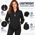 thumbnail image 3 of Smawell Women's Bomber Jacket, Lightweight Zip Up Casual Jacket with Ribbed Cuffs and Side Pockets for Everyday Streetwear, 3 of 7