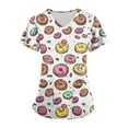 thumbnail image 2 of Scrubs for Women Nursing Uniform Scrub Tops, Stretch V Neck Short Sleeve Workwear Graphic Printed Blouse Tshirts, 2 of 5