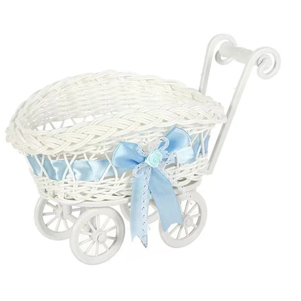 Cateissary Cesta de flores con forma de triciclo, ideal para decorar bodas, guardar dulces y decorar cumpleaños en casa y al aire libre. Kits de decoración para fiestas azul