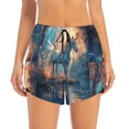 thumbnail image 2 of Balery Forest Lake White Horse Pattern Women's Running Shorts with Liner 2 Pockets Elastic Workout Athletic Gym Yoga Shorts-Medium, 2 of 7