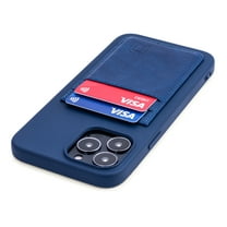 Dockem iPhone 13 Pro Max Wallet Card Case; Built-in Metal Plate for Magnetic Mounting, 2 Card Holders, Silicone Luxe M2T [Navy/Navy]