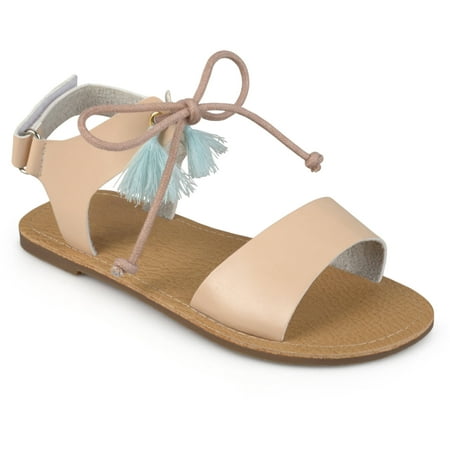 - Brinley Kids Little Girl Faux Leather Tasseled Flat Sandals