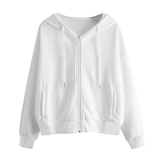Hoodies for Women Solid Color Long Sleeve Zip Up Pocket Casual Hooded Sweatshirt Tops
