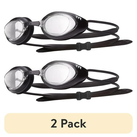 (2 pack) TYR Adult Fit Blackhawk Non-Mirrored Swim Goggle - Clear/Black