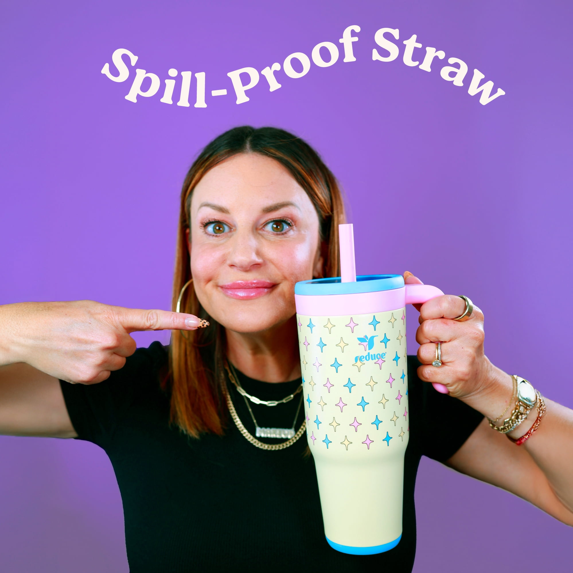 Reduce Jamie Makeup 40oz Chiller Tumbler with Handle with Spill-Proof Straw - Starry