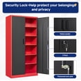 thumbnail image 5 of AUHUP 72" Metal Cabinet with Locking Doors and 5 Adjustable Shelves, Red Black Garage Storage Cabinet for Warehouse, Basement, Home Office, Tool File Storage Utility Cabinets, 5 of 9