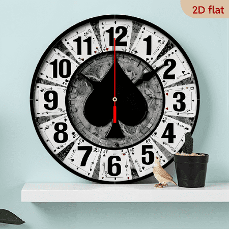 A 10-inch 2D flat wooden silent wall clock with the theme of Black Jack A, is an excellent choice for Halloween/Easter/Christmas gifts and is suitable for modern home decoration art.