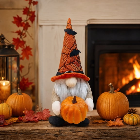 Halloween Gnome Figurine Decoration Spooky Gnome Ornament Holiday Decor Resin Statue Tabletop Mantel Shelf Party Display Indoor Home Accent Collectible Festive Ornament Gift
