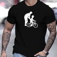 thumbnail image 1 of T-Shirt Décontracté d'Été pour Homme avec Imprimé de Cyclisme Père et Fils - Polyester Respirant, Col Ras du Cou, Manche Courte, 1 of 5