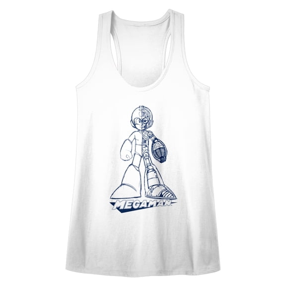 Mega Man Blueprint White Women's Racerback Tank Top