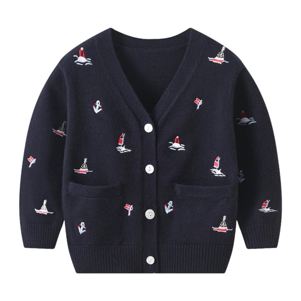 Cárdigan de punto para niños, camisa informal de manga larga, suéter para niños de 2 a 4 años 90cm