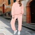 thumbnail image 3 of XIMIN Kid Girls 2 Piece Outfits Oversized Sweatsuit Set Track Suits Hoodie Sweatshirts and Wide Leg Airport Travel Sweatpants with Pockets Tracksuits, 3 of 3