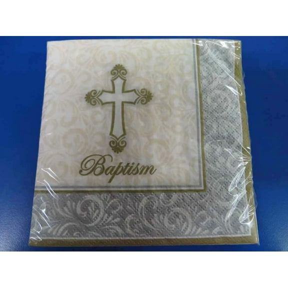 Divinity Cross Religious Christian Party Paper Beverage Napkins - Baptism