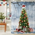 thumbnail image 6 of Christmas Tree Shower Curtains for Bathroom, Red Hat Winter Snowflake Gift Snowman Waterproof Fabric Shower Curtain for Bathroom Bathtub Decoration, Machine Washable, 72"x84", 6 of 9