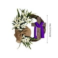 thumbnail image 3 of Holloyiver Easter Wreath Door Hanging Decoration with Cross Burlap Bow, 15Inch Front Door Grapevine Vine Wreath Chaste Lily Floral Garland Rustic Wreath for Outdoor Outside Porch, 3 of 9